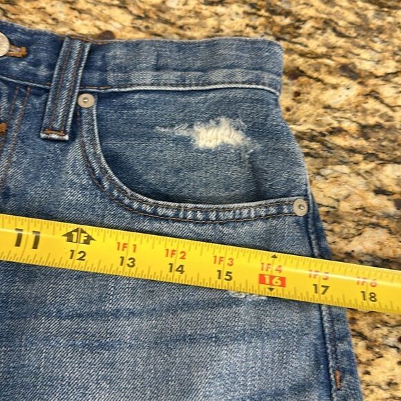 Madewell Rigid Denim A-Line Mini Skirt in Hughes Wash Button-Front Size 26 - Picture 8 of 9